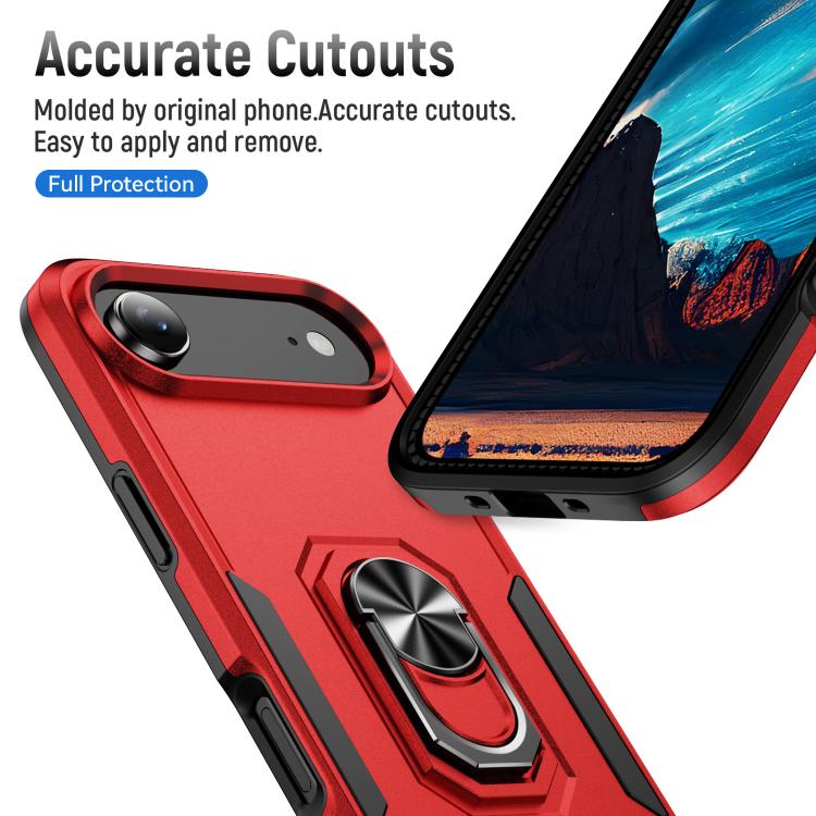 For iPhone Air Pioneer Armor Heavy Duty PC + TPU Phone Case with Holder(Red+Black) - iPhone Air Cases by buy2fix | Online Shopping UK | buy2fix