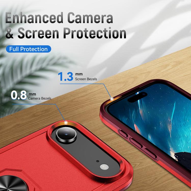 For iPhone Air Pioneer Armor Heavy Duty PC + TPU Phone Case with Holder(Red+Rose Red) - iPhone Air Cases by buy2fix | Online Shopping UK | buy2fix