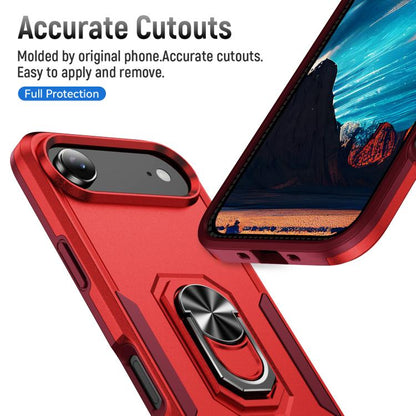 For iPhone Air Pioneer Armor Heavy Duty PC + TPU Phone Case with Holder(Red+Rose Red) - iPhone Air Cases by buy2fix | Online Shopping UK | buy2fix