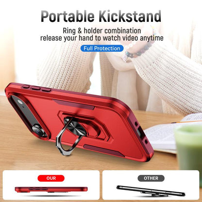 For iPhone Air Pioneer Armor Heavy Duty PC + TPU Phone Case with Holder(Red+Rose Red) - iPhone Air Cases by buy2fix | Online Shopping UK | buy2fix