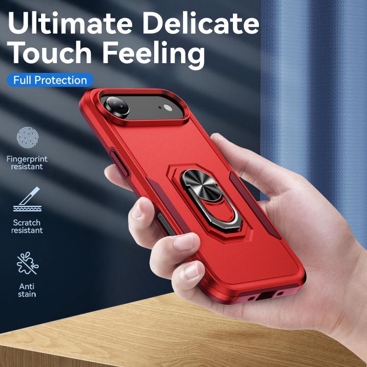 For iPhone Air Pioneer Armor Heavy Duty PC + TPU Phone Case with Holder(Red+Rose Red) - iPhone Air Cases by buy2fix | Online Shopping UK | buy2fix