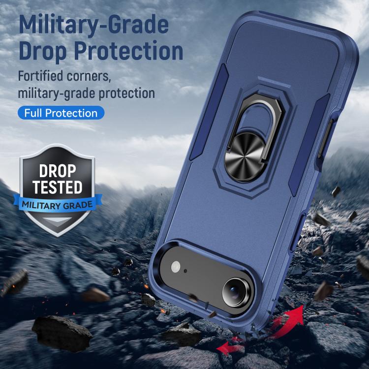 For iPhone Air Pioneer Armor Heavy Duty PC + TPU Phone Case with Holder(Blue) - iPhone Air Cases by buy2fix | Online Shopping UK | buy2fix