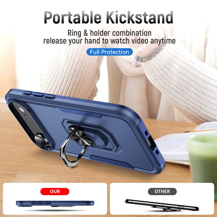 For iPhone Air Pioneer Armor Heavy Duty PC + TPU Phone Case with Holder(Blue) - iPhone Air Cases by buy2fix | Online Shopping UK | buy2fix