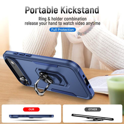 For iPhone Air Pioneer Armor Heavy Duty PC + TPU Phone Case with Holder(Blue) - iPhone Air Cases by buy2fix | Online Shopping UK | buy2fix