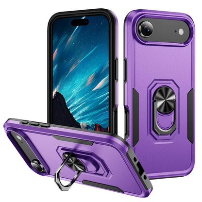 For iPhone Air Pioneer Armor Heavy Duty PC + TPU Phone Case with Holder(Purple+Black) - iPhone Air Cases by buy2fix | Online Shopping UK | buy2fix