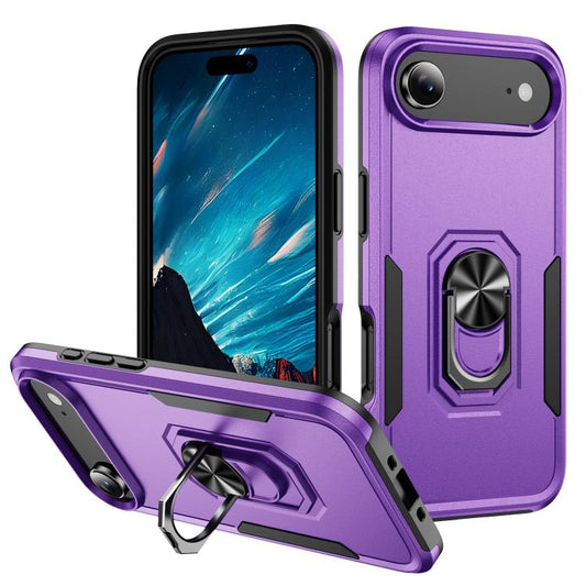 For iPhone Air Pioneer Armor Heavy Duty PC + TPU Phone Case with Holder(Purple+Black) - iPhone Air Cases by buy2fix | Online Shopping UK | buy2fix