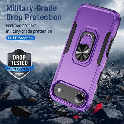 For iPhone Air Pioneer Armor Heavy Duty PC + TPU Phone Case with Holder(Purple+Black) - iPhone Air Cases by buy2fix | Online Shopping UK | buy2fix