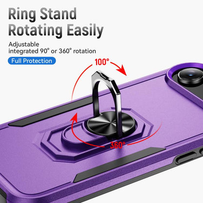 For iPhone Air Pioneer Armor Heavy Duty PC + TPU Phone Case with Holder(Purple+Black) - iPhone Air Cases by buy2fix | Online Shopping UK | buy2fix