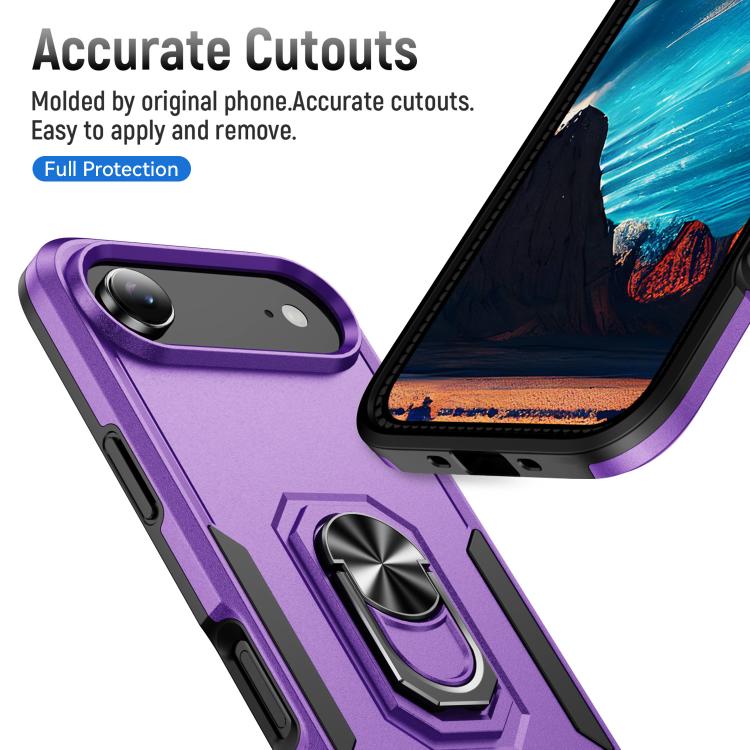 For iPhone Air Pioneer Armor Heavy Duty PC + TPU Phone Case with Holder(Purple+Black) - iPhone Air Cases by buy2fix | Online Shopping UK | buy2fix