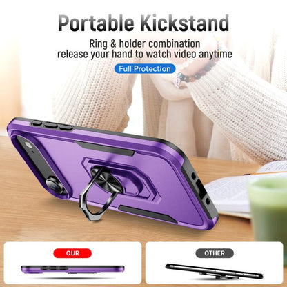 For iPhone Air Pioneer Armor Heavy Duty PC + TPU Phone Case with Holder(Purple+Black) - iPhone Air Cases by buy2fix | Online Shopping UK | buy2fix