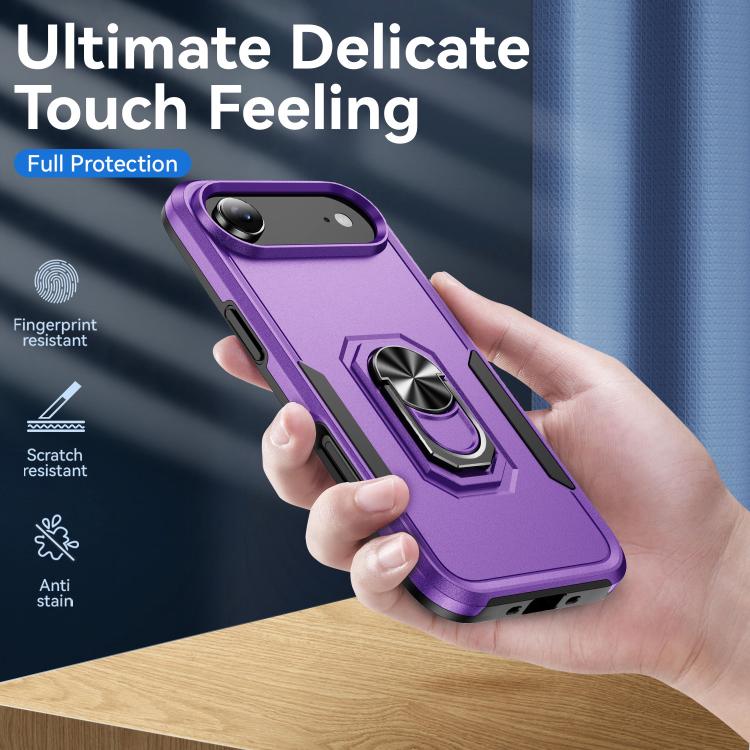 For iPhone Air Pioneer Armor Heavy Duty PC + TPU Phone Case with Holder(Purple+Black) - iPhone Air Cases by buy2fix | Online Shopping UK | buy2fix