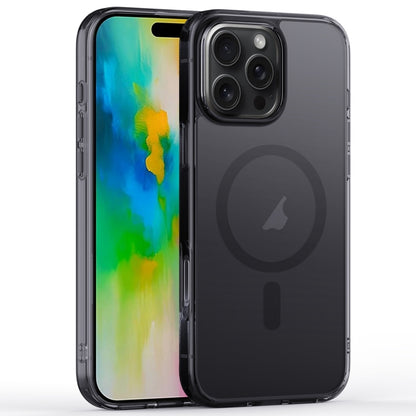 For iPhone 16 Pro Max Crystal Clear Frosted MagSafe Magnetic Phone Case(Transparent Black) by buy2fix