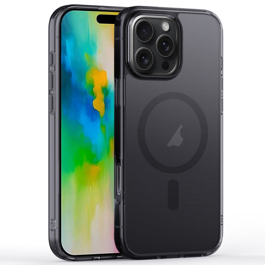 For iPhone 16 Pro Max Crystal Clear Frosted MagSafe Magnetic Phone Case(Transparent Black) by buy2fix