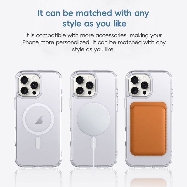 For iPhone 16 Pro Crystal Clear Frosted MagSafe Magnetic Phone Case(Transparent Titanium Blue) - iPhone 16 Pro Cases by buy2fix | Online Shopping UK | buy2fix