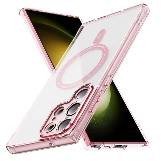 For Samsung Galaxy S23 Ultra 5G Airbag Magsafe PC Hybrid TPU Phone Case(Clear Pink)