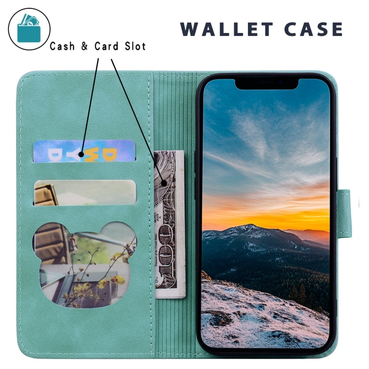 For Google Pixel 9 / 9 Pro Cute Cat Embossed Leather Phone Case(Green) by buy2fix