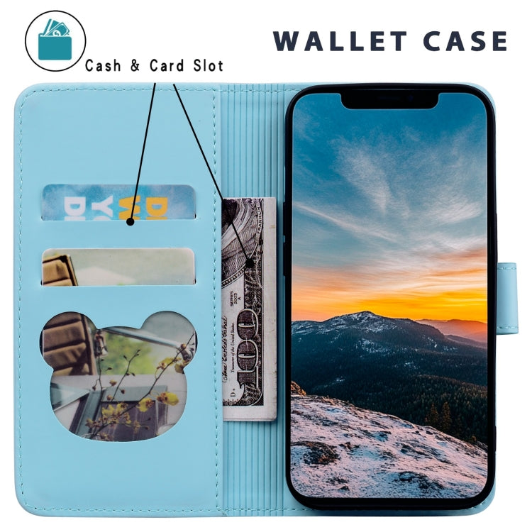 For Google Pixel 9 / 9 Pro Cute Cat Embossed Leather Phone Case(Sky Blue) by buy2fix