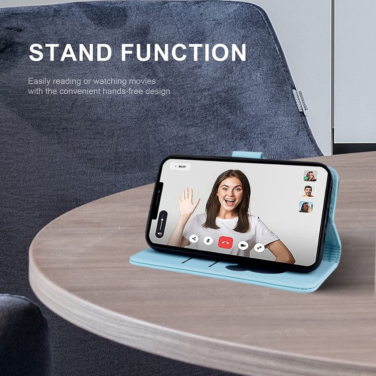 For Google Pixel 9 / 9 Pro Cute Cat Embossed Leather Phone Case(Sky Blue) by buy2fix