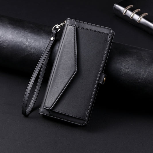 For iPhone 16 Plus Wallet Multi-card Slot Leather Phone Case with Lanyard(Black) - iPhone 16 Plus Cases by buy2fix | Online Shopping UK | buy2fix