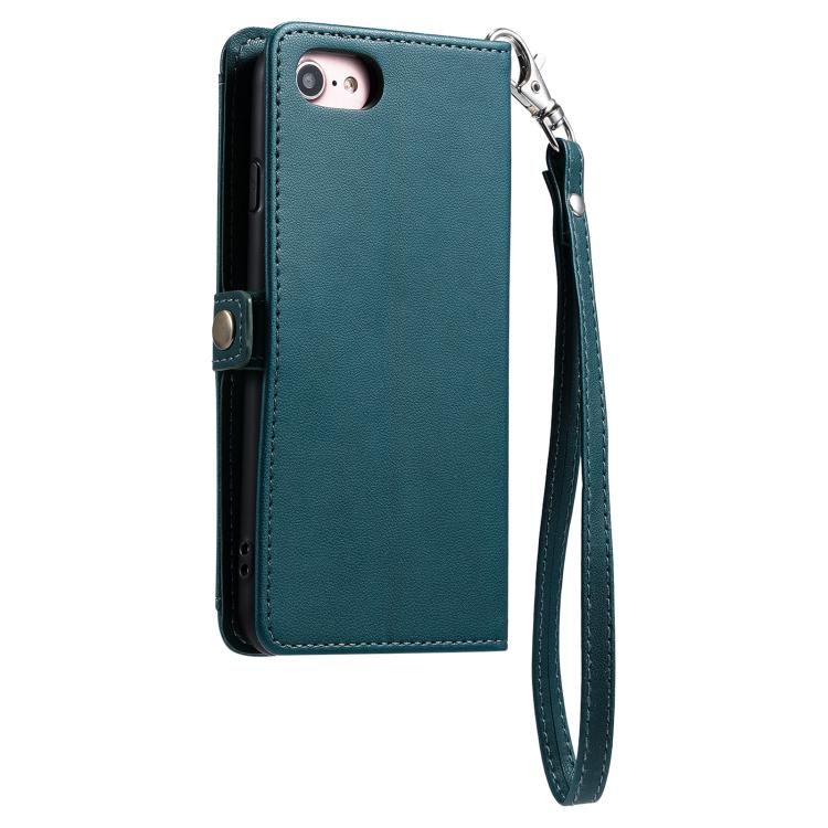For iPhone 16e Wallet Multi-card Slot Leather Phone Case with Lanyard(Green) - iPhone 16e Cases by buy2fix | Online Shopping UK | buy2fix