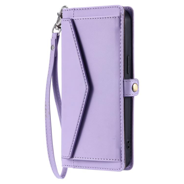 For iPhone 16e Wallet Multi-card Slot Leather Phone Case with Lanyard(Purple) - iPhone 16e Cases by buy2fix | Online Shopping UK | buy2fix