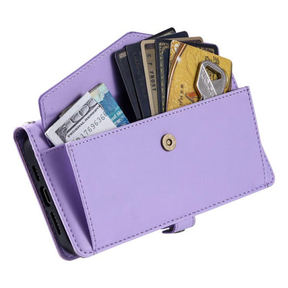 For iPhone 16e Wallet Multi-card Slot Leather Phone Case with Lanyard(Purple) - iPhone 16e Cases by buy2fix | Online Shopping UK | buy2fix