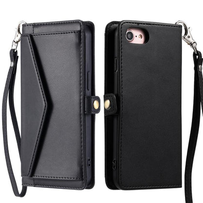 For iPhone 16e Wallet Multi-card Slot Leather Phone Case with Lanyard(Black) - iPhone 16e Cases by buy2fix | Online Shopping UK | buy2fix