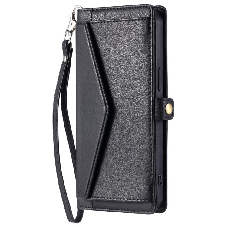 For iPhone 16e Wallet Multi-card Slot Leather Phone Case with Lanyard(Black) - iPhone 16e Cases by buy2fix | Online Shopping UK | buy2fix