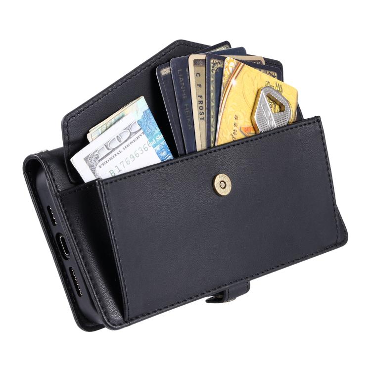For iPhone 16e Wallet Multi-card Slot Leather Phone Case with Lanyard(Black) - iPhone 16e Cases by buy2fix | Online Shopping UK | buy2fix