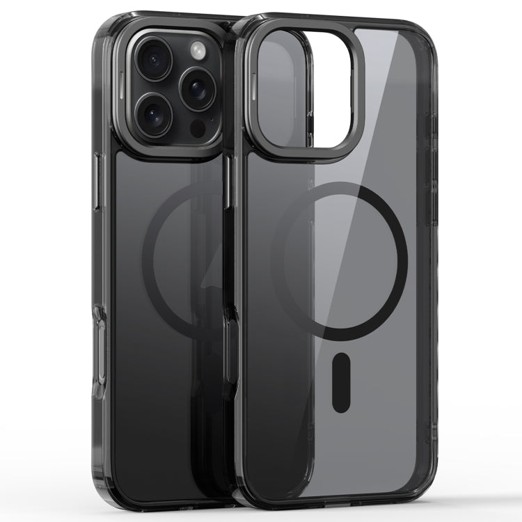 For iPhone 16 Pro Mirror Crystal Clear Lens Holder MagSafe Magnetic Phone Case(Transparent Black) by buy2fix