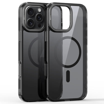 For iPhone 16 Pro Mirror Crystal Clear Lens Holder MagSafe Magnetic Phone Case(Transparent Black) by buy2fix