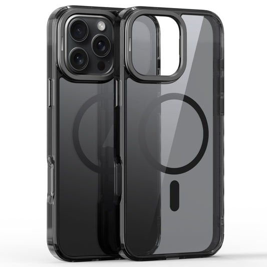 For iPhone 16 Pro Mirror Crystal Clear Lens Holder MagSafe Magnetic Phone Case(Transparent Black) by buy2fix