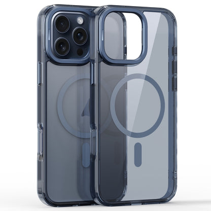 For iPhone 16 Pro Mirror Crystal Clear Lens Holder MagSafe Magnetic Phone Case(Transparent Titanium Blue) by buy2fix