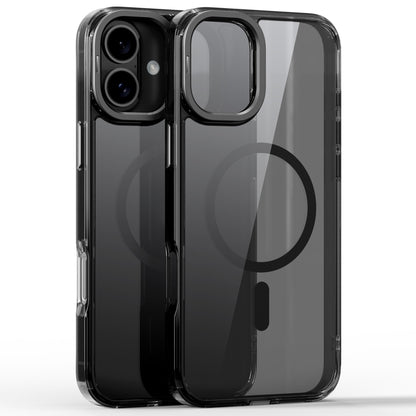 For iPhone 16 Plus Mirror Crystal Clear Lens Holder MagSafe Magnetic Phone Case(Transparent Black) - iPhone 16 Plus Cases by buy2fix | Online Shopping UK | buy2fix