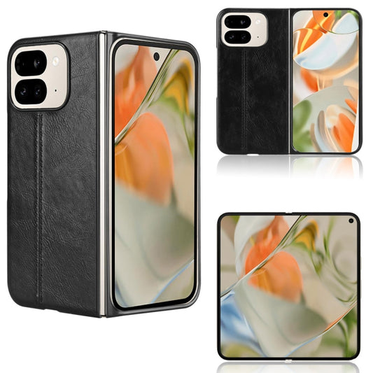 For Google Pixel 9 Pro Fold Cow Pattern Sewing Back Cover Phone Case(Black) by buy2fix