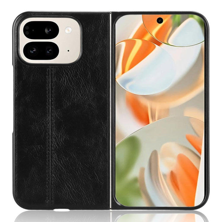 For Google Pixel 9 Pro Fold Cow Pattern Sewing Back Cover Phone Case(Black) by buy2fix