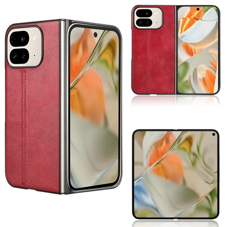 For Google Pixel 9 Pro Fold Cow Pattern Sewing Back Cover Phone Case(Red) by buy2fix