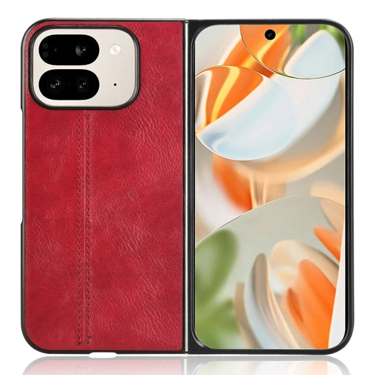 For Google Pixel 9 Pro Fold Cow Pattern Sewing Back Cover Phone Case(Red) by buy2fix