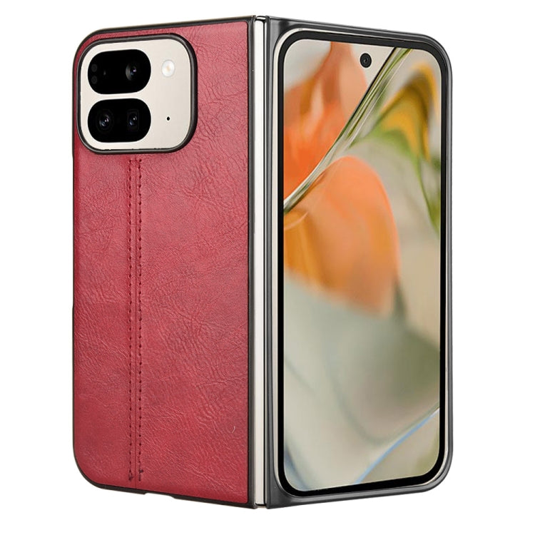 For Google Pixel 9 Pro Fold Cow Pattern Sewing Back Cover Phone Case(Red) by buy2fix
