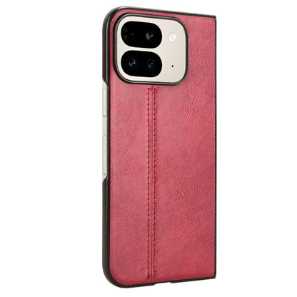 For Google Pixel 9 Pro Fold Cow Pattern Sewing Back Cover Phone Case(Red) by buy2fix