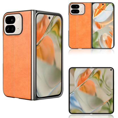 For Google Pixel 9 Pro Fold Cow Pattern Sewing Back Cover Phone Case(Yellow) by buy2fix