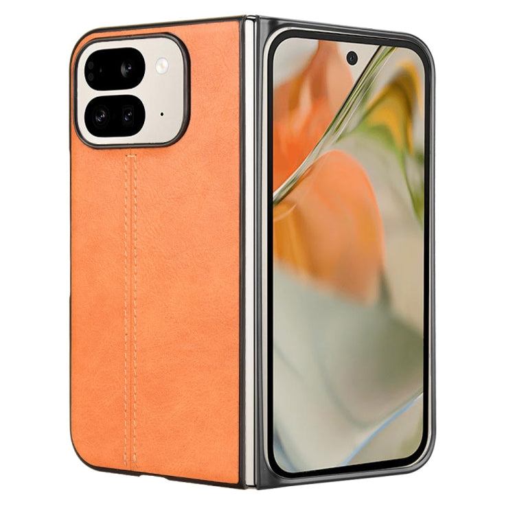 For Google Pixel 9 Pro Fold Cow Pattern Sewing Back Cover Phone Case(Yellow) by buy2fix