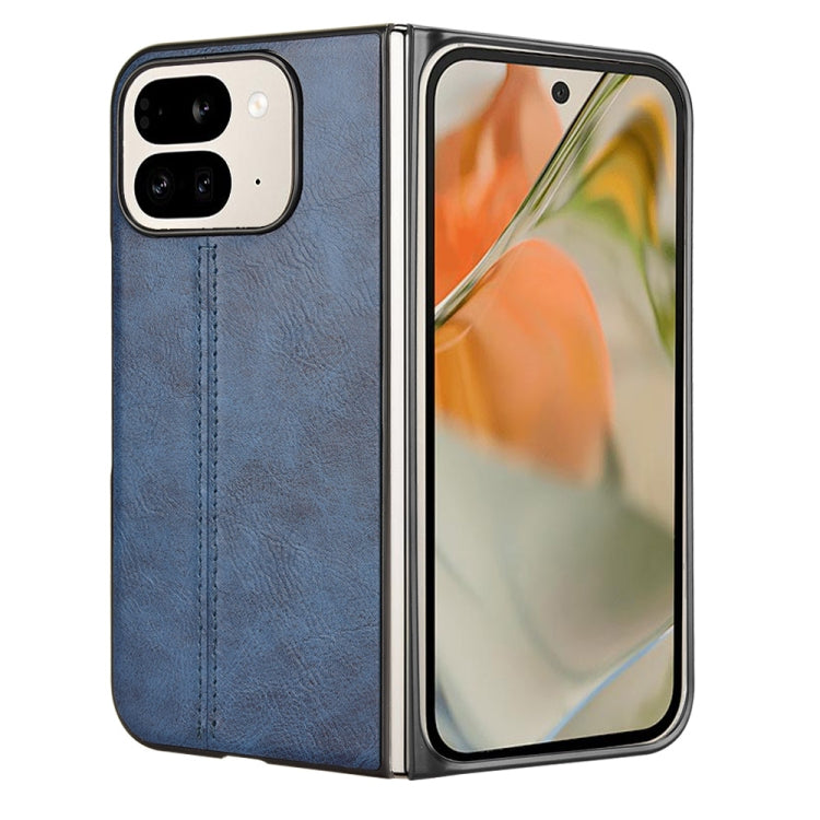 For Google Pixel 9 Pro Fold Cow Pattern Sewing Back Cover Phone Case(Blue) by buy2fix