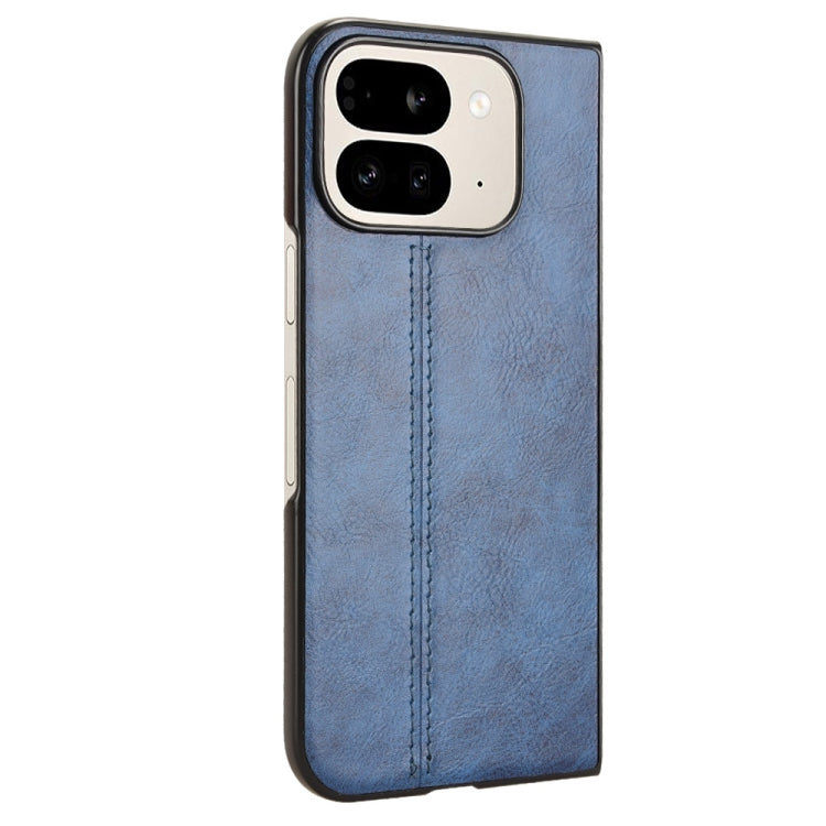 For Google Pixel 9 Pro Fold Cow Pattern Sewing Back Cover Phone Case(Blue) by buy2fix