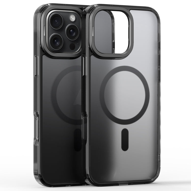 For iPhone 16 Pro Frosted Crystal Clear Lens Holder MagSafe Magnetic Phone Case(Transparent Black) by buy2fix