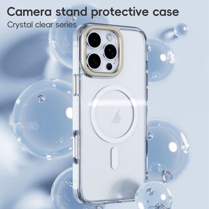 For iPhone 16 Pro Max Frosted Crystal Clear Lens Holder MagSafe Magnetic Phone Case(Transparent Grey) by buy2fix