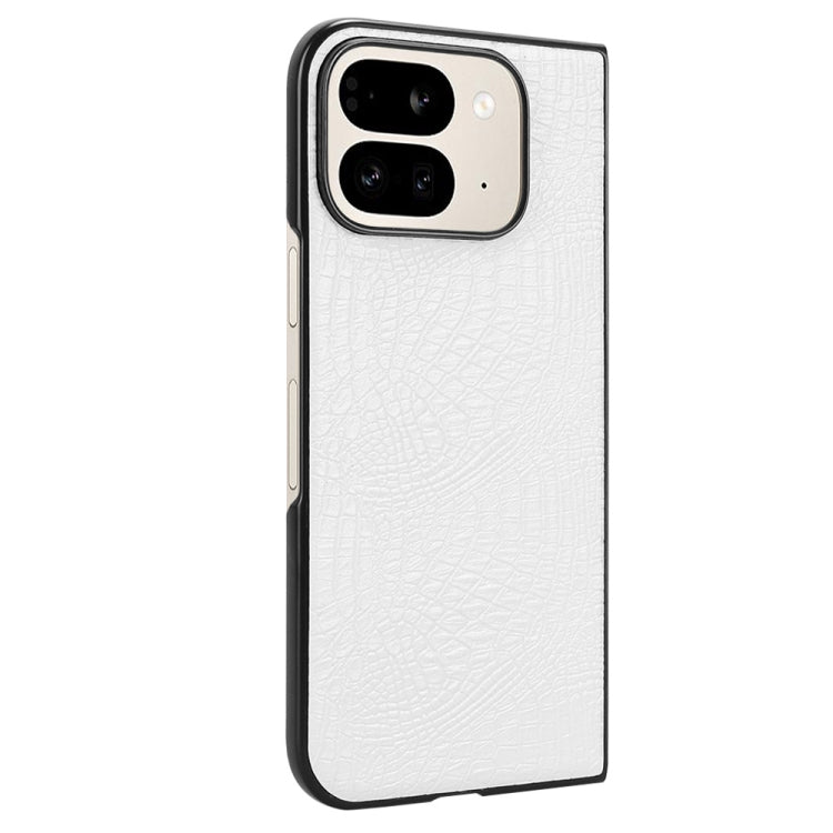 For Google Pixel 9 Pro Fold Crocodile Texture Back Cover Phone Case(White) by buy2fix
