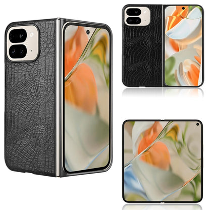 For Google Pixel 9 Pro Fold Crocodile Texture Back Cover Phone Case(Black) by buy2fix