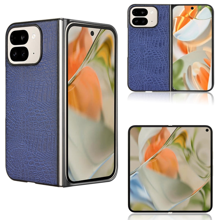 For Google Pixel 9 Pro Fold Crocodile Texture Back Cover Phone Case(Blue) by buy2fix