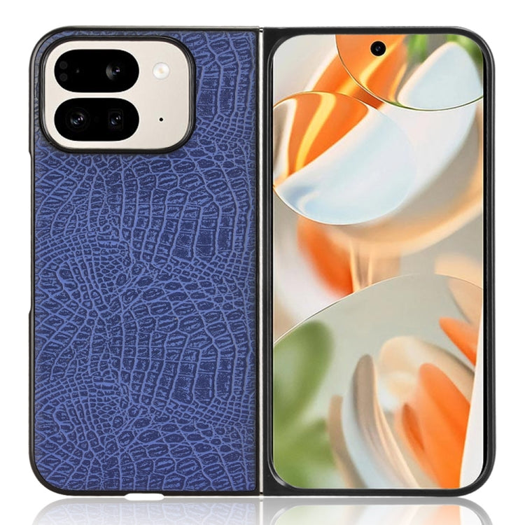 For Google Pixel 9 Pro Fold Crocodile Texture Back Cover Phone Case(Blue) by buy2fix